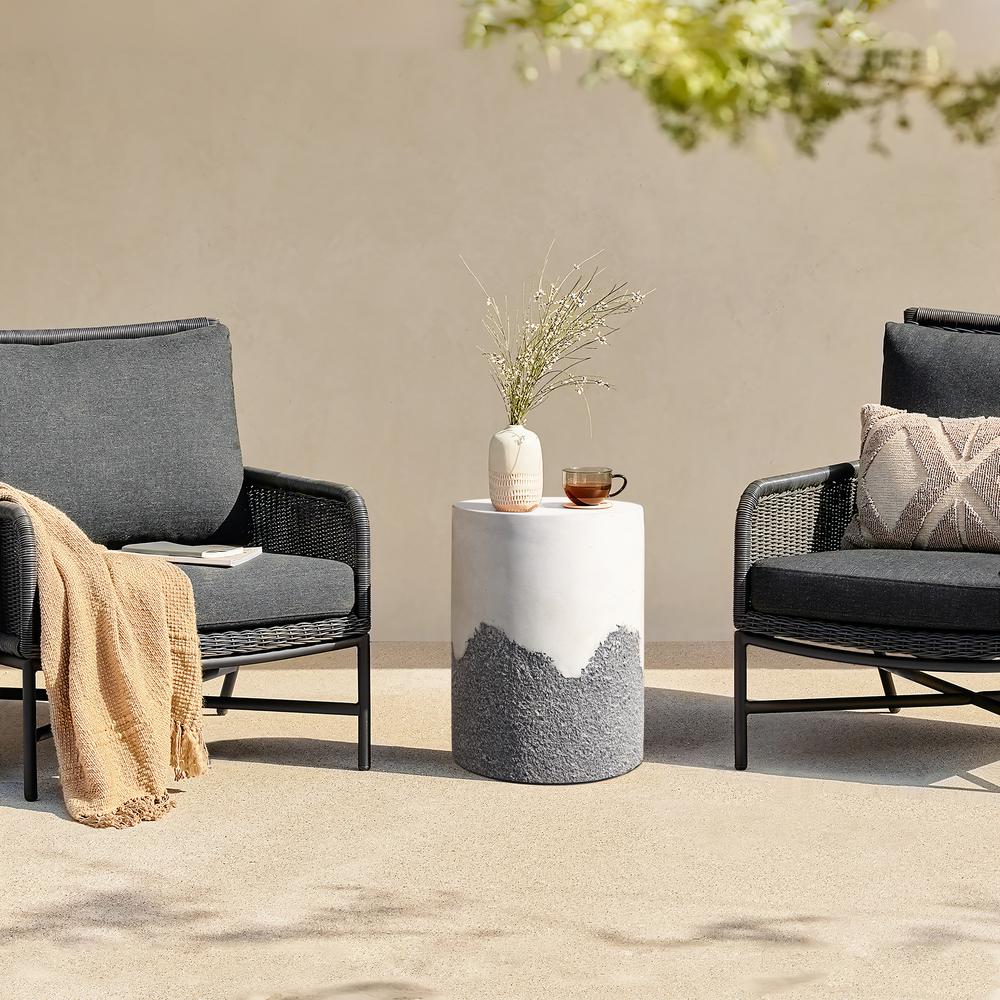Gray and White Cement Round Outdoor Side Table. Picture 6