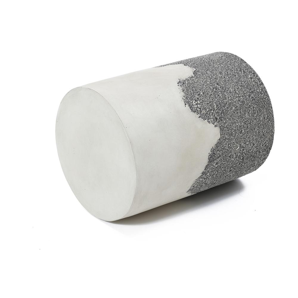 Gray and White Cement Round Outdoor Side Table. Picture 2