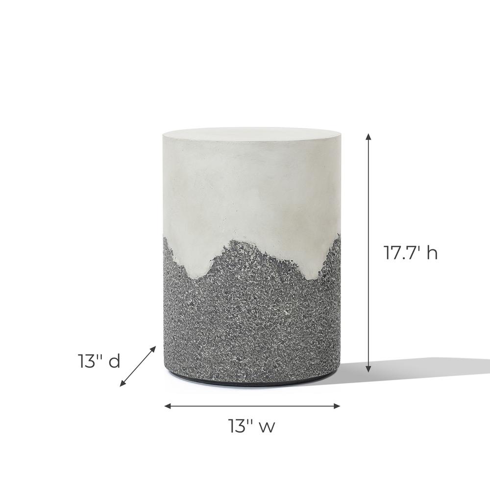 Gray and White Cement Round Outdoor Side Table. Picture 8