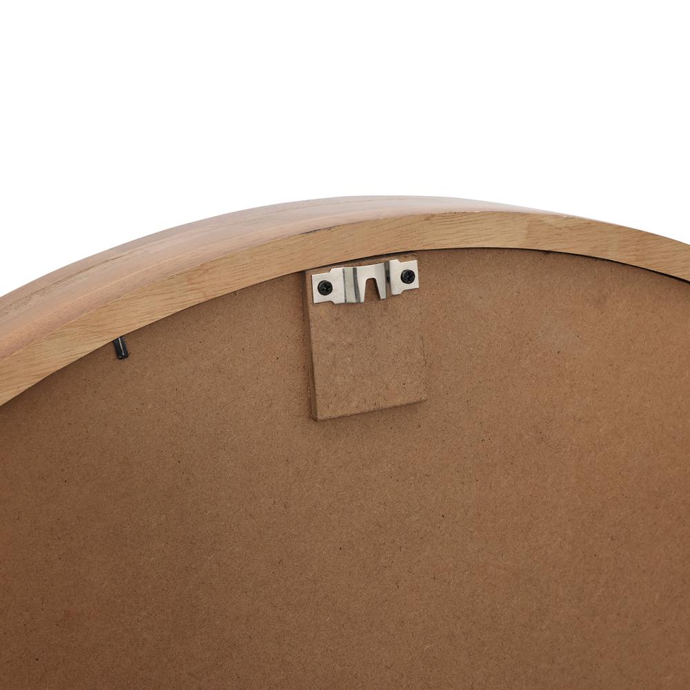 LuxenHome Natural Rubberwood Frame Round Wall Mirror. Picture 5