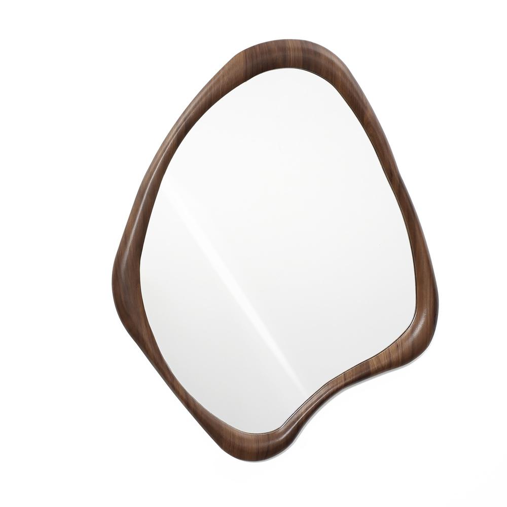 Brown Wood Frame Decorative Wall Mirror. Picture 1