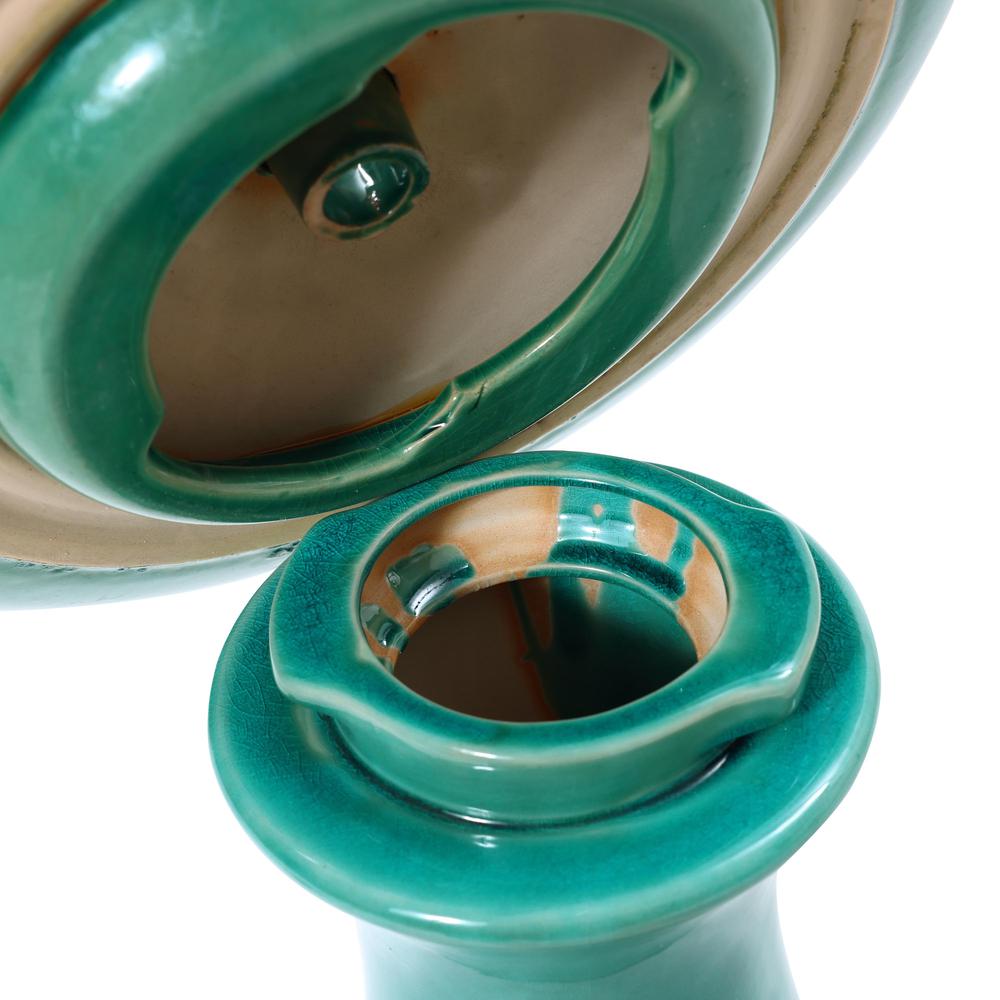Aqua Glazed Ceramic 22-In Tall Birdbath Fountain. Picture 8