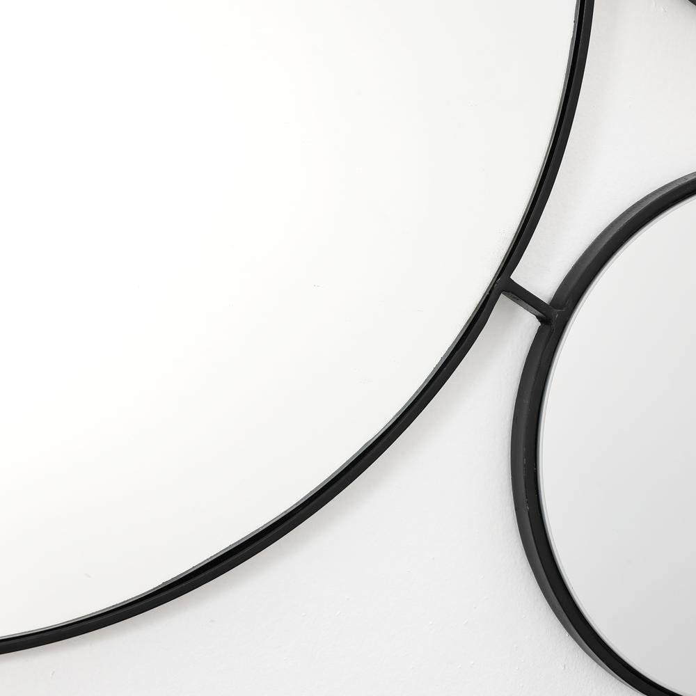 Circles Black Metal Frame Round Wall Mirror. Picture 2