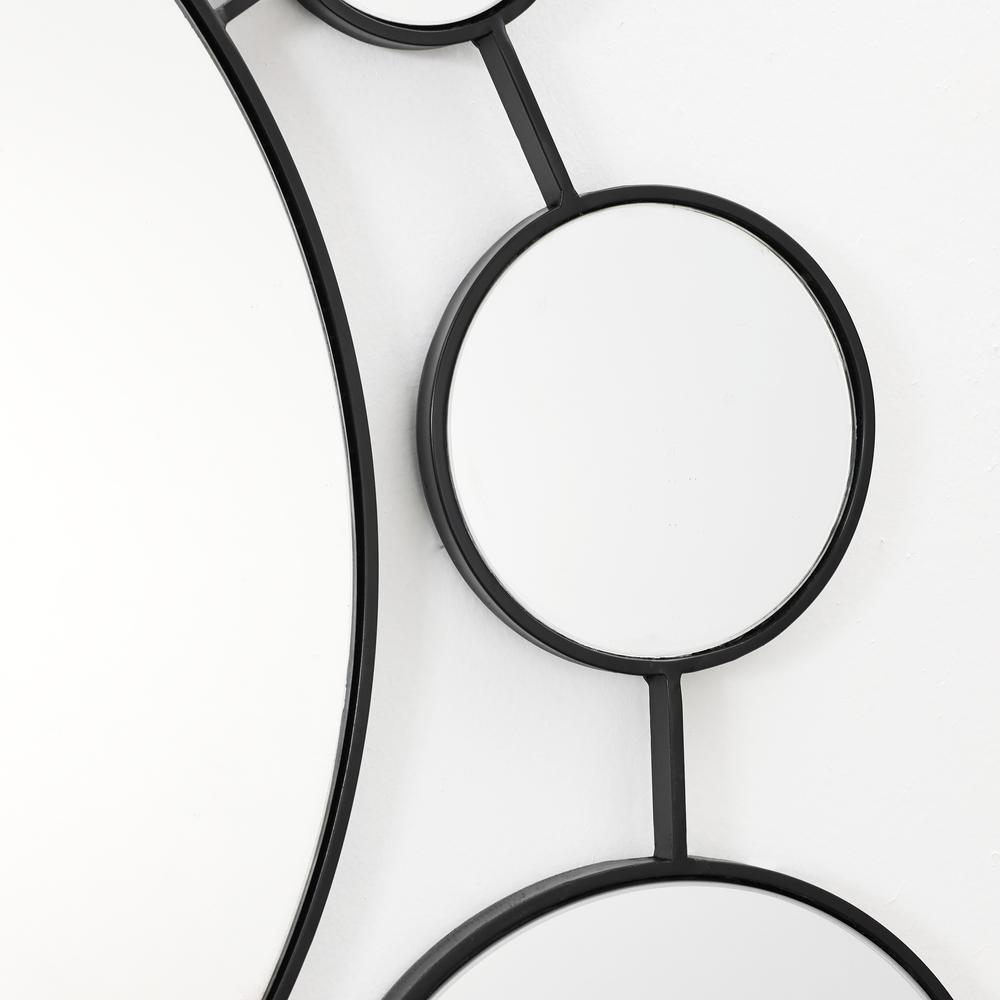 Circles Black Metal Frame Round Wall Mirror. Picture 3
