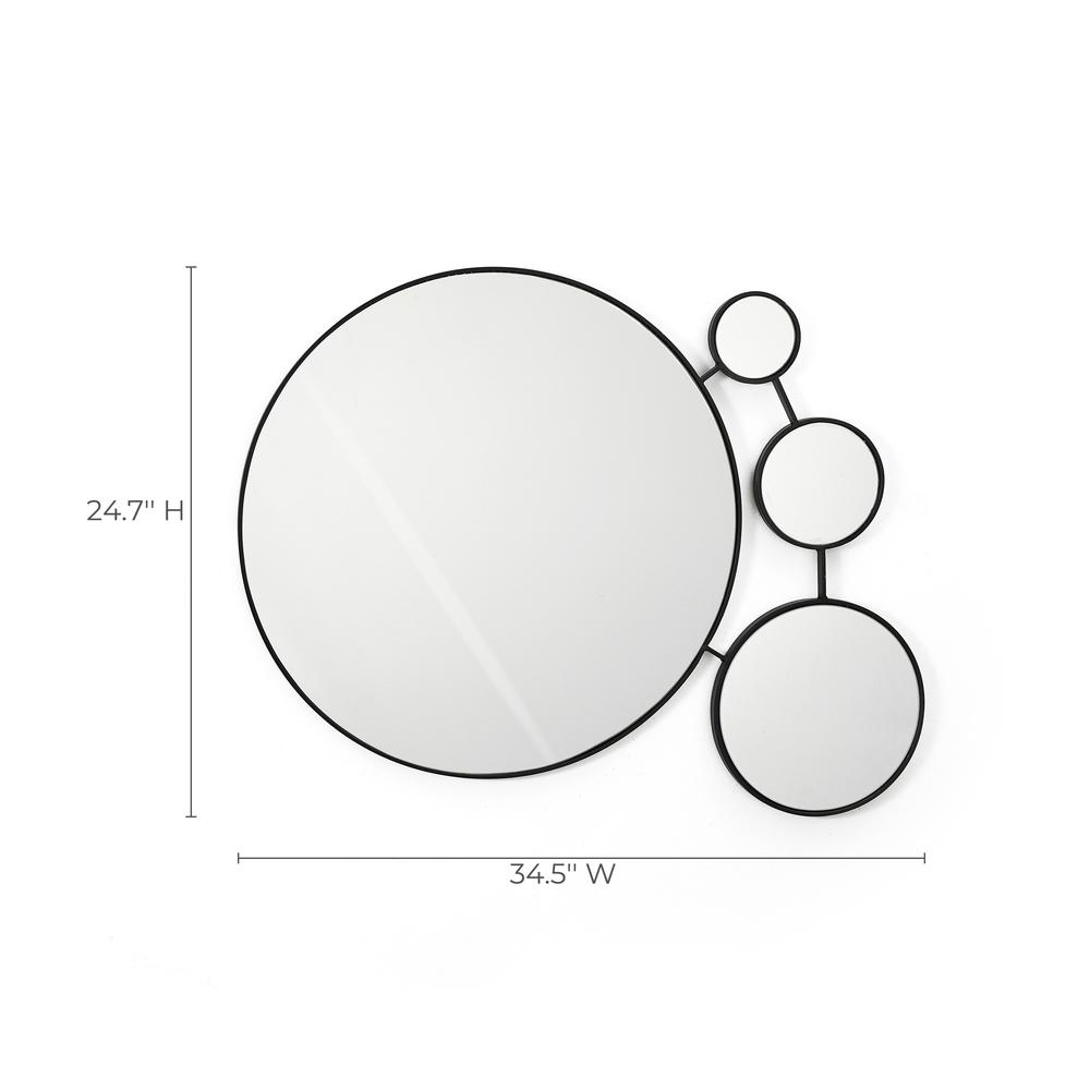 Circles Black Metal Frame Round Wall Mirror. Picture 9