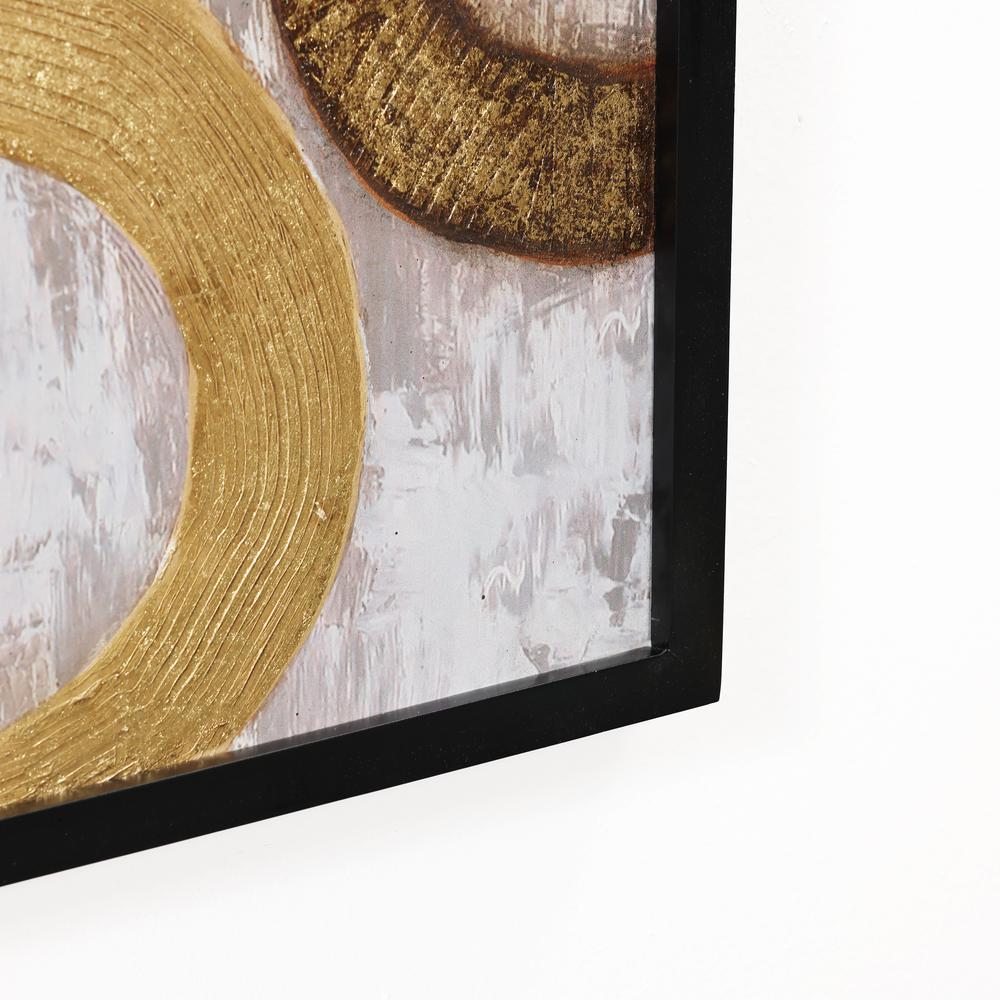 2-Piece Gold and Brown Metal with Black Rectangle Frame Wall Decor Set. Picture 6