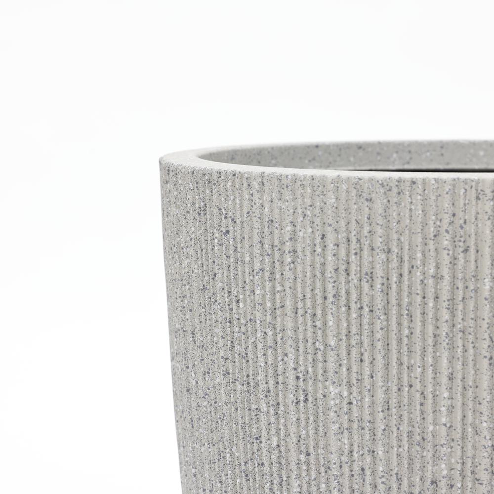 2-Piece Tall Tapered Round Plastic Planters Set, Mediterranean Gray. Picture 2