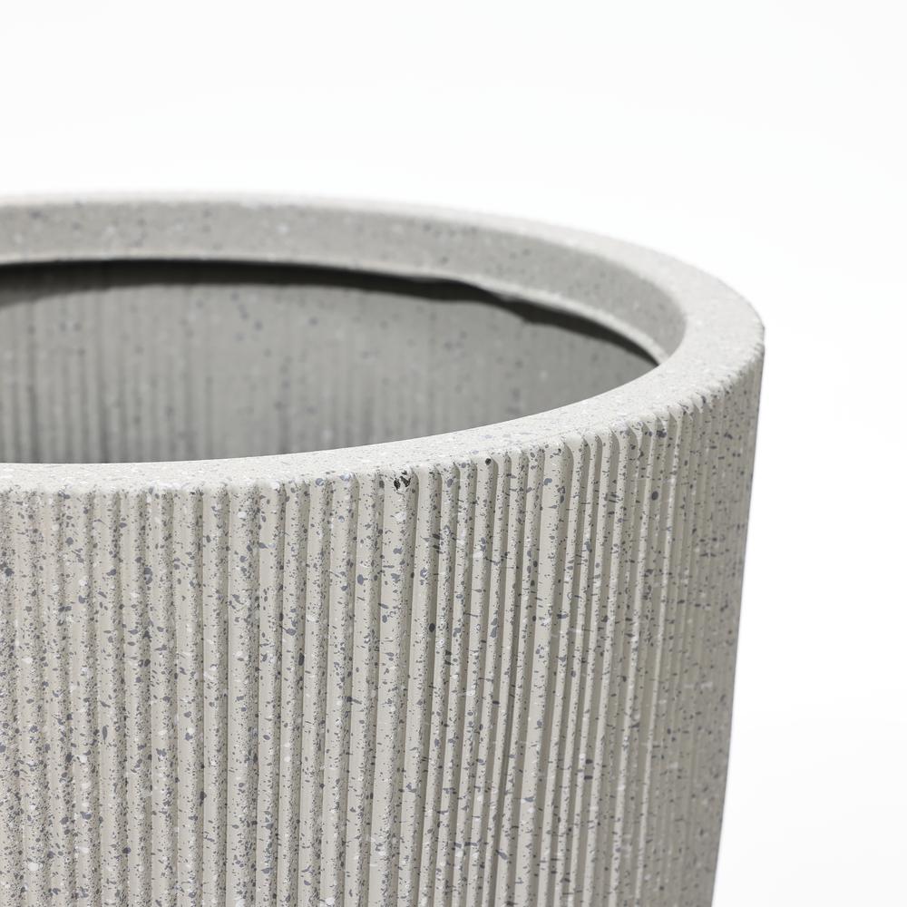 2-Piece Tall Tapered Round Plastic Planters Set, Mediterranean Gray. Picture 3