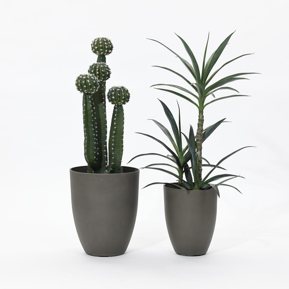 2-Piece Tall Tapered Round Plastic Planters Set, Husky Gray. Picture 8
