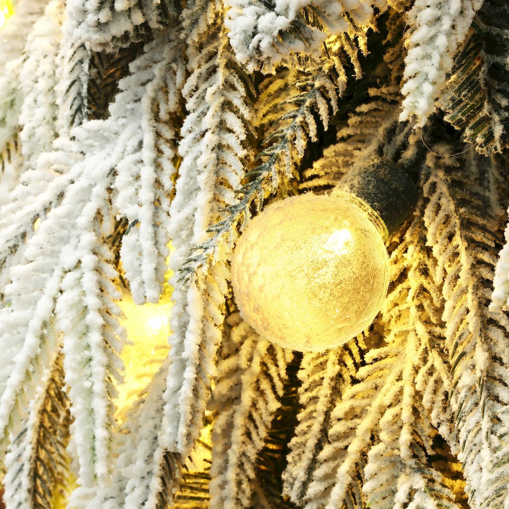 LuxenHome 4.5Ft Pre-Lit Snow Flocked Slender Fir Artificial Christmas Tree. Picture 8