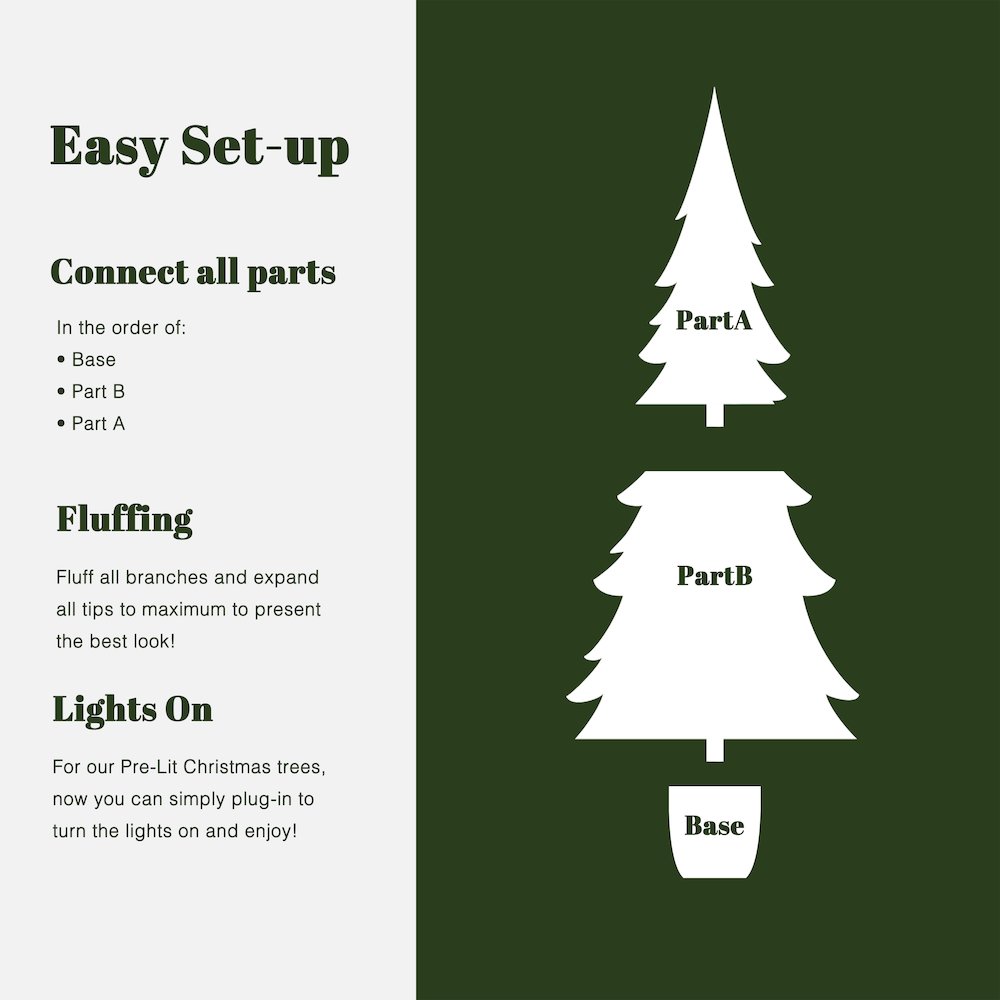 LuxenHome 4.5Ft Pre-Lit Snow Flocked Slender Fir Artificial Christmas Tree. Picture 9