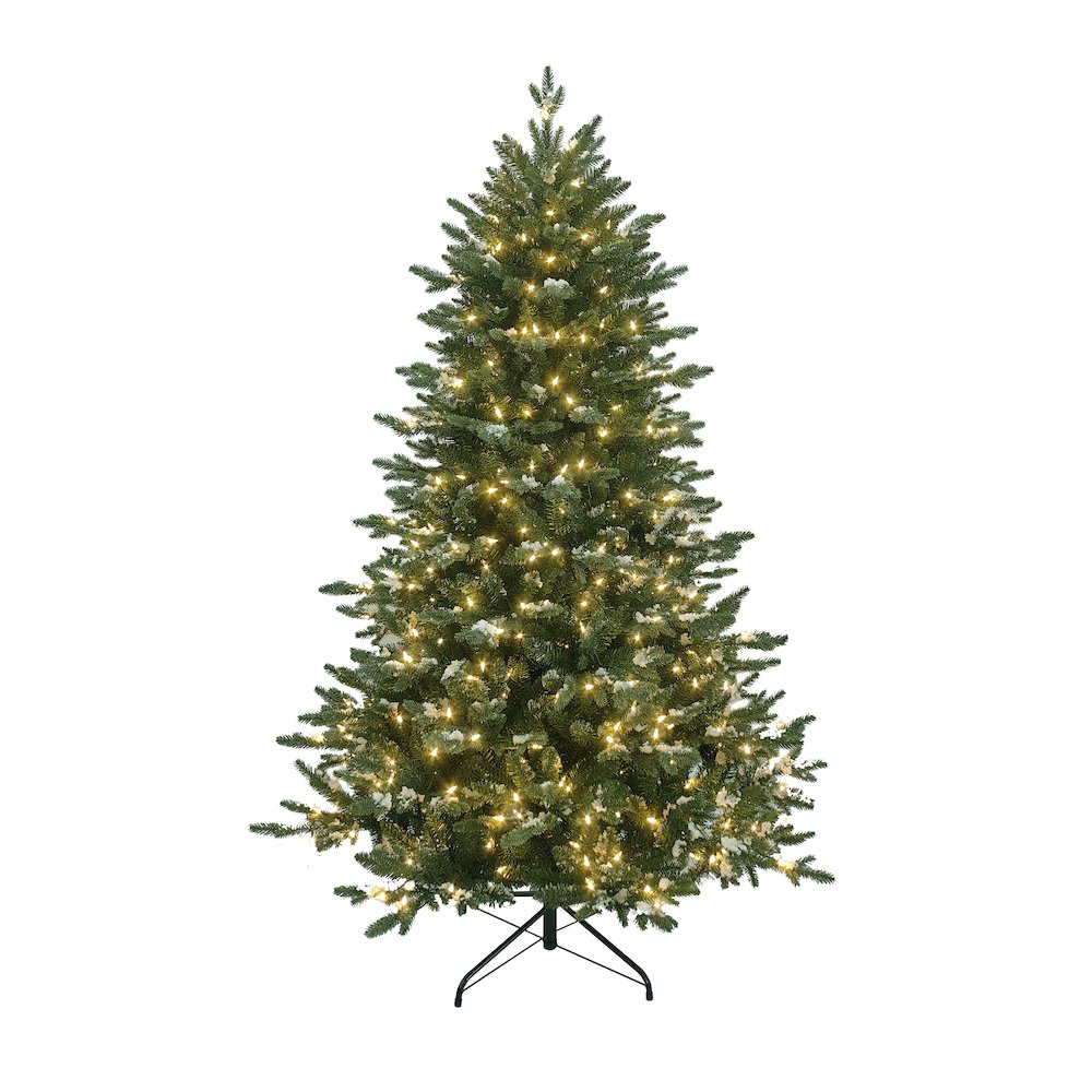 LuxenHome 6Ft Pre-Lit Green Artificial Tree with Frosted Tips. Picture 1