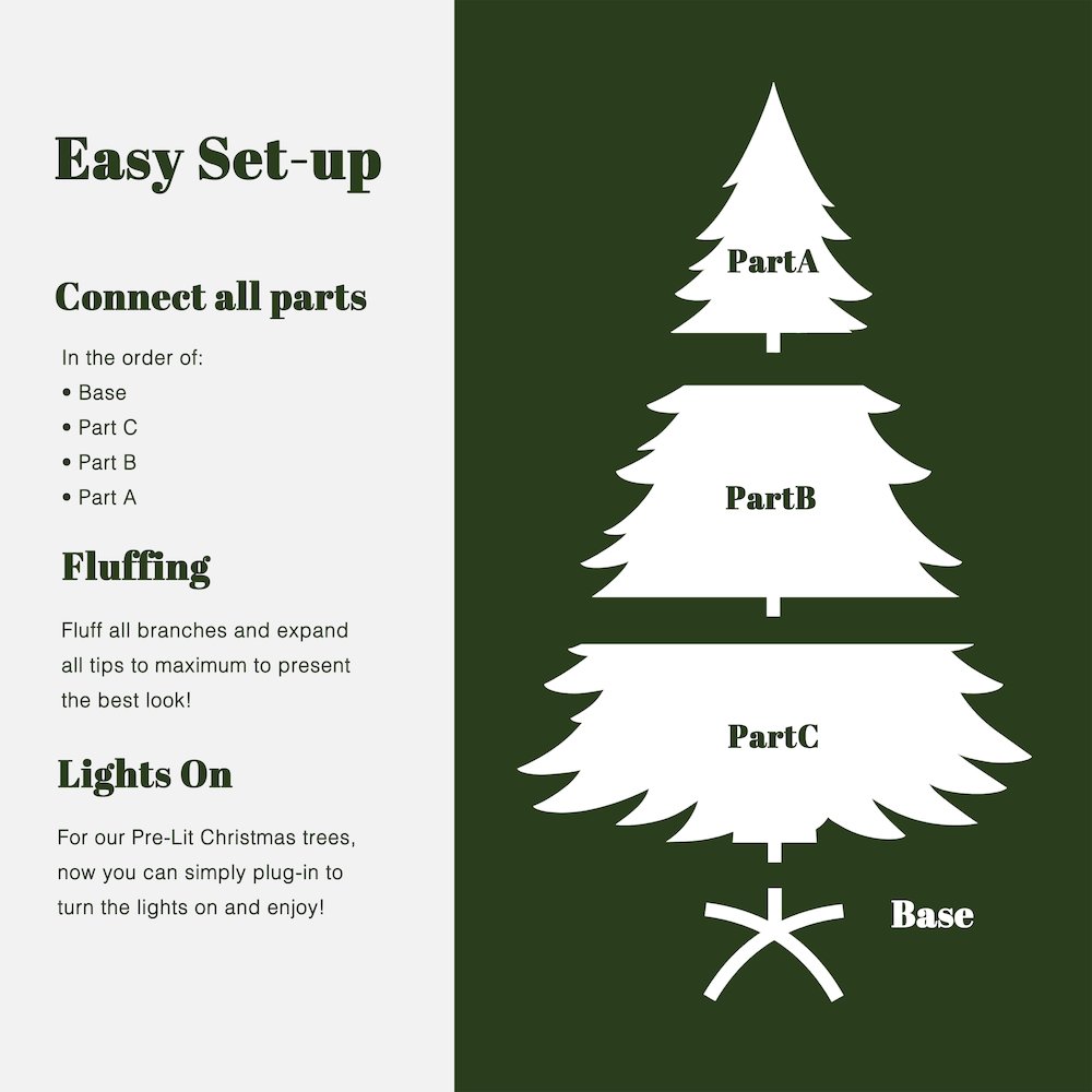 LuxenHome 6Ft Pre-Lit Green Artificial Tree with Frosted Tips. Picture 8