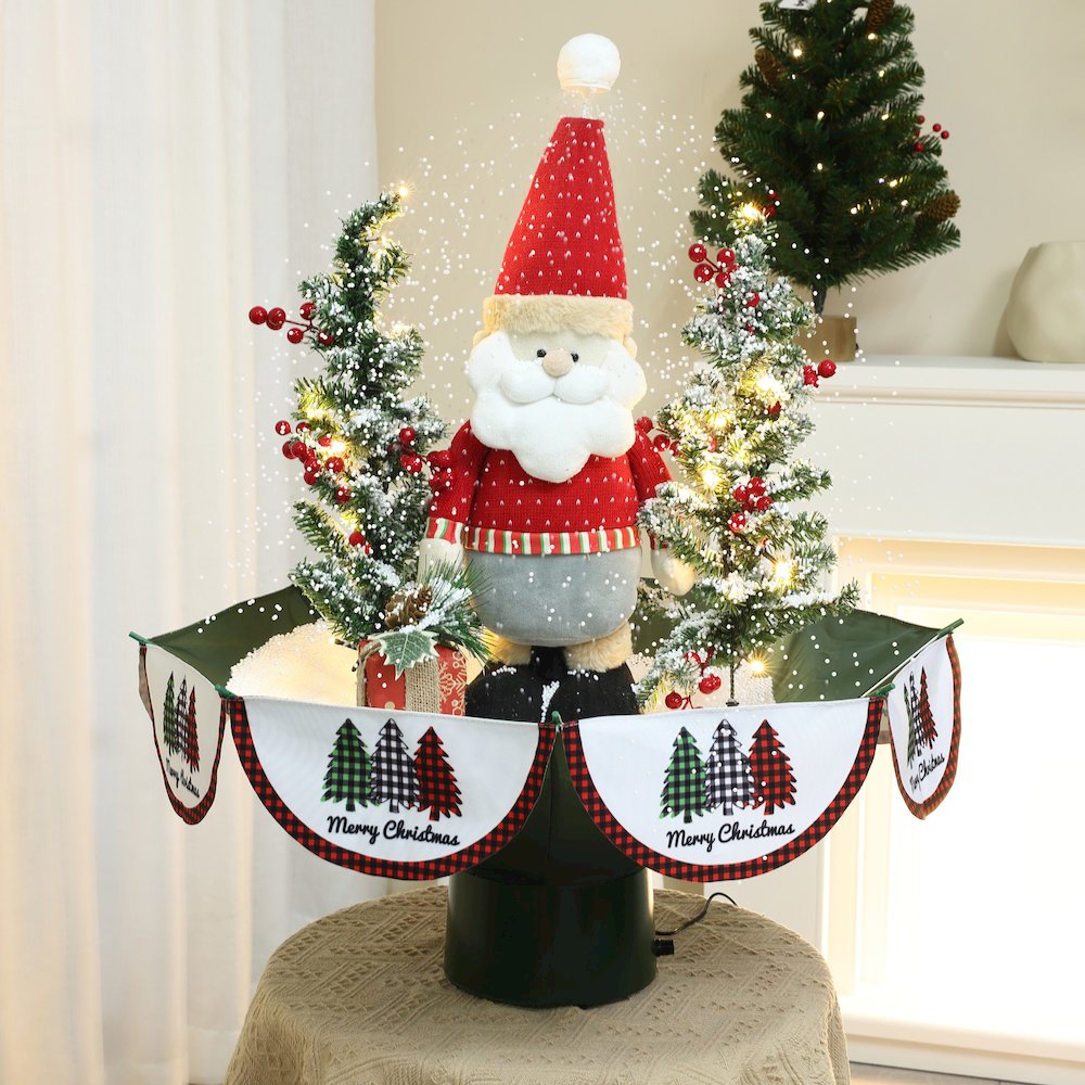 Holiday 31.5" Animated Musical Snowing Christmas Trees and Santa Décor. Picture 2