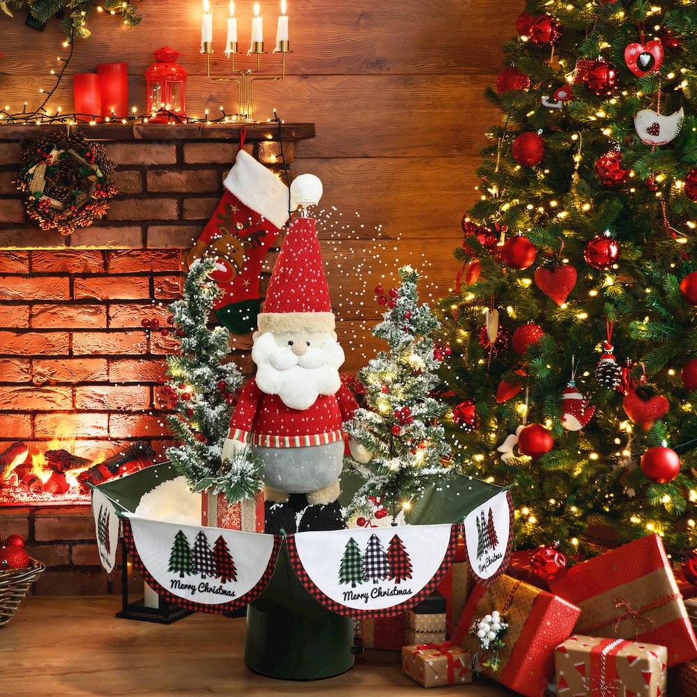 Holiday 31.5" Animated Musical Snowing Christmas Trees and Santa Décor. Picture 3
