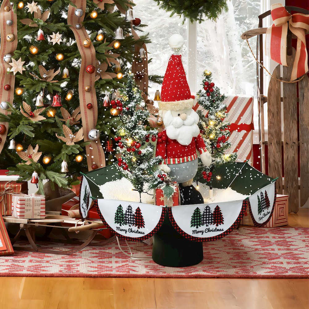 Holiday 31.5" Animated Musical Snowing Christmas Trees and Santa Décor. Picture 5