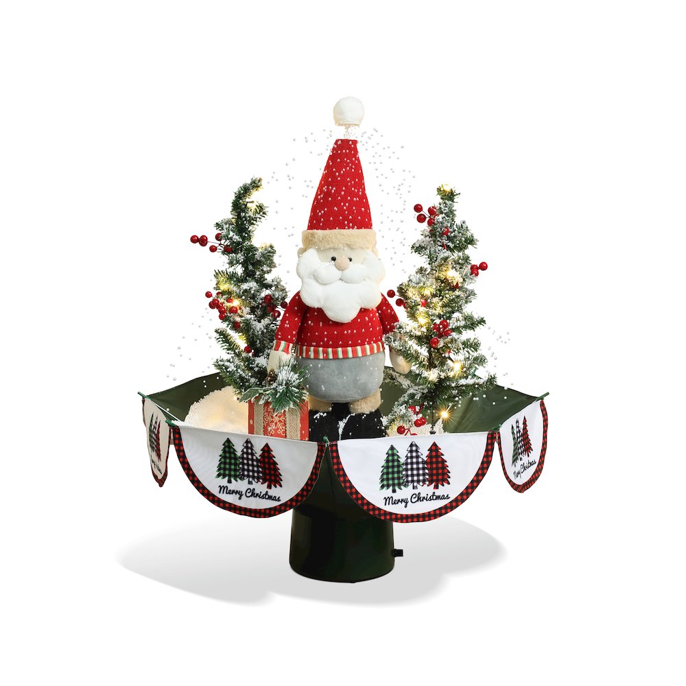 Holiday 31.5" Animated Musical Snowing Christmas Trees and Santa Décor. Picture 1