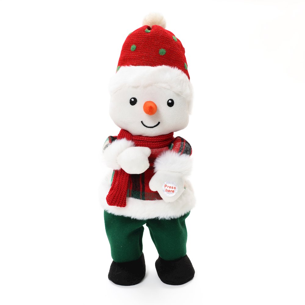 LuxenHome Animated Singing 16" Tall Snowman Holiday Decoration, Battery Operated. Picture 1