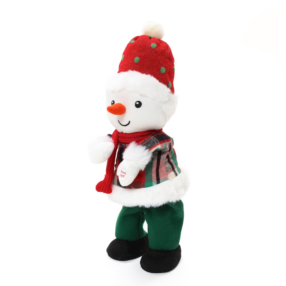 LuxenHome Animated Singing 16" Tall Snowman Holiday Decoration, Battery Operated. Picture 5