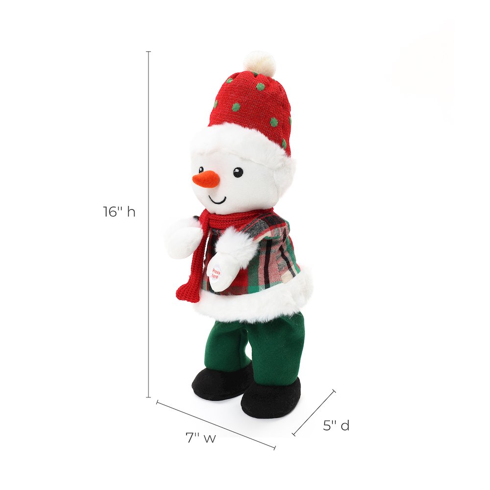 LuxenHome Animated Singing 16" Tall Snowman Holiday Decoration, Battery Operated. Picture 10