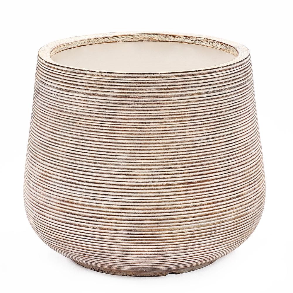 Distressed Tan MgO Tapered Round Planter. Picture 1