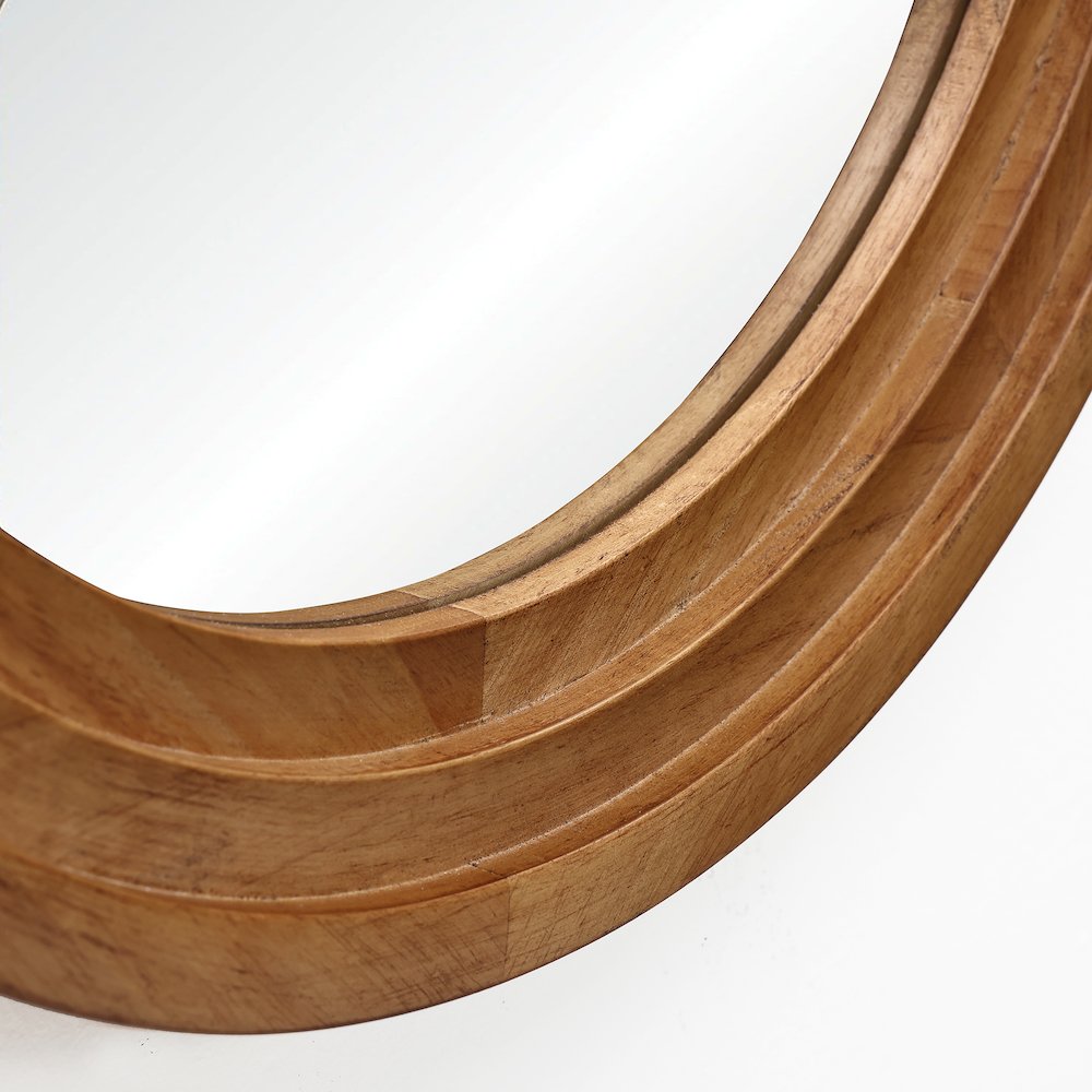 3-Piece Round Rubberwood Frame Accent Wall Mirror Set. Picture 8