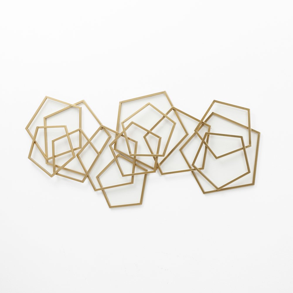 Gold Iron Metal Abstract Shapes  47.4-Inch Wide Wall Decor. Picture 1