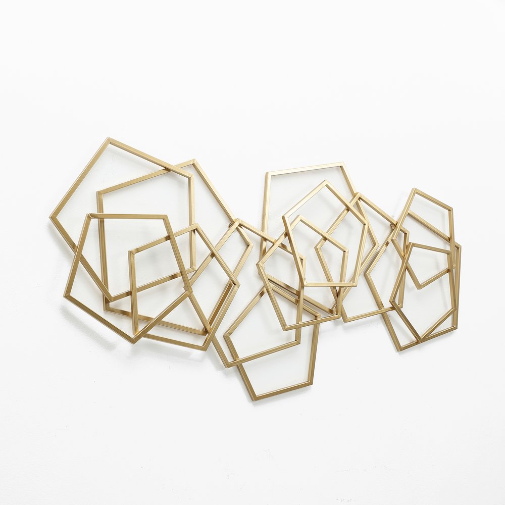 Gold Iron Metal Abstract Shapes  47.4-Inch Wide Wall Decor. Picture 4