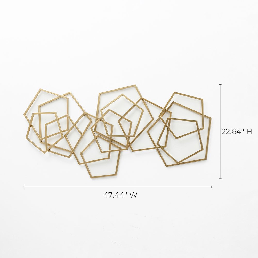 Gold Iron Metal Abstract Shapes  47.4-Inch Wide Wall Decor. Picture 6