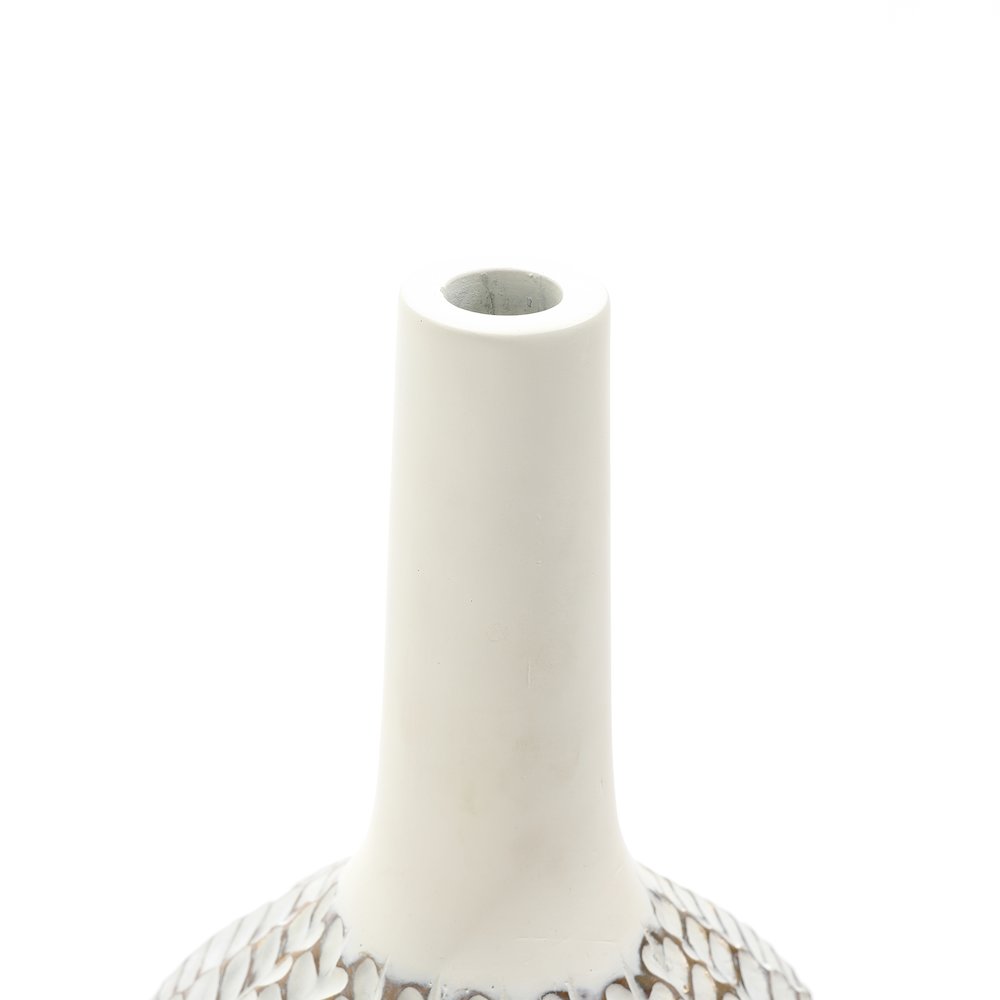 Modern Geometric Pattern Polyresin 23.5-Inch Tall Trumpet Vase. Picture 4