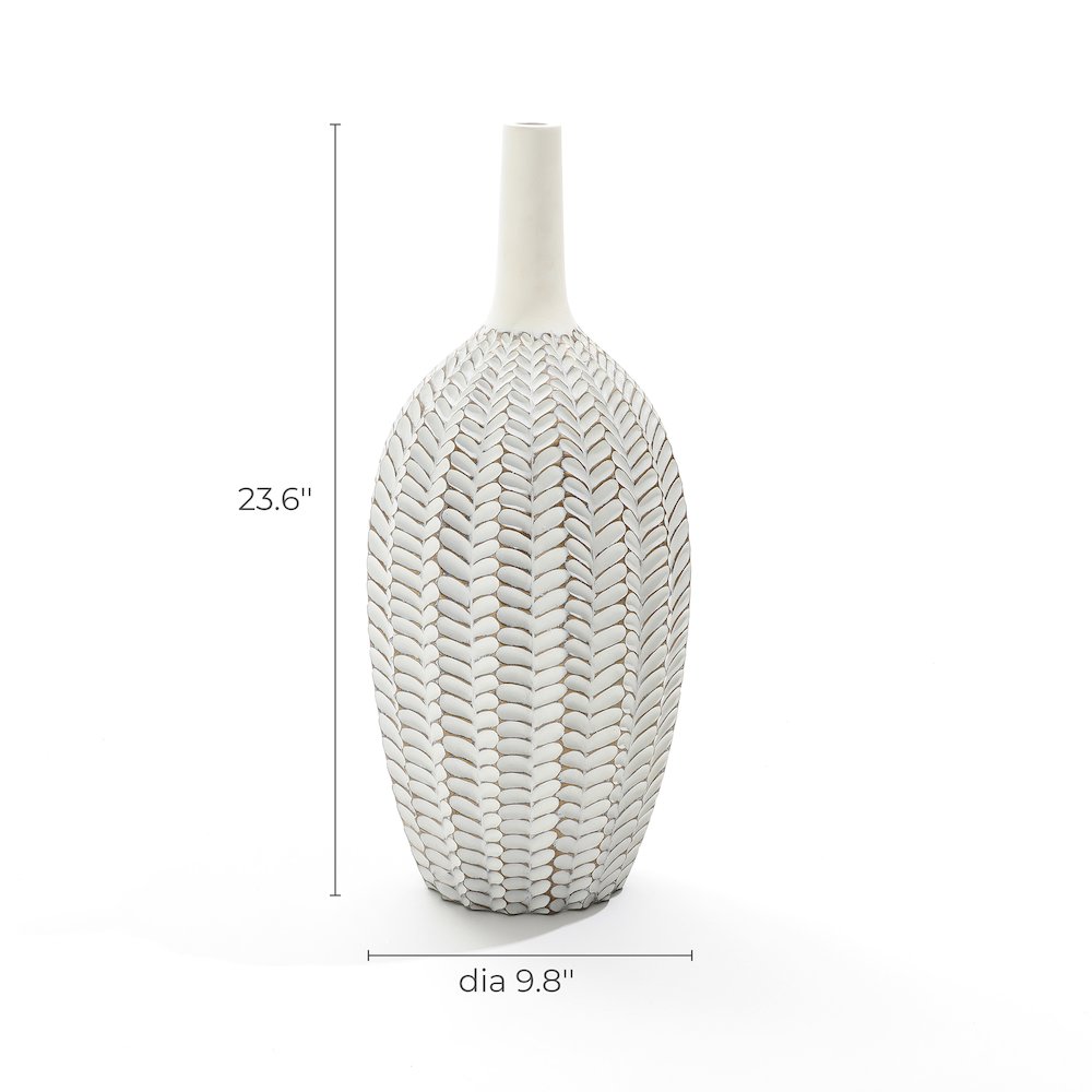 Modern Geometric Pattern Polyresin 23.5-Inch Tall Trumpet Vase. Picture 6