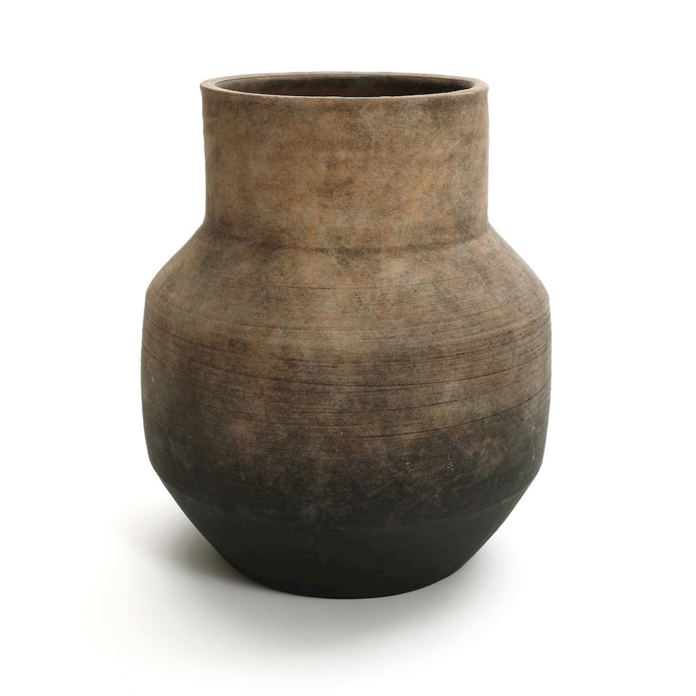 Brown Ombre Terracotta 11.4-Inch Round Vase. Picture 1