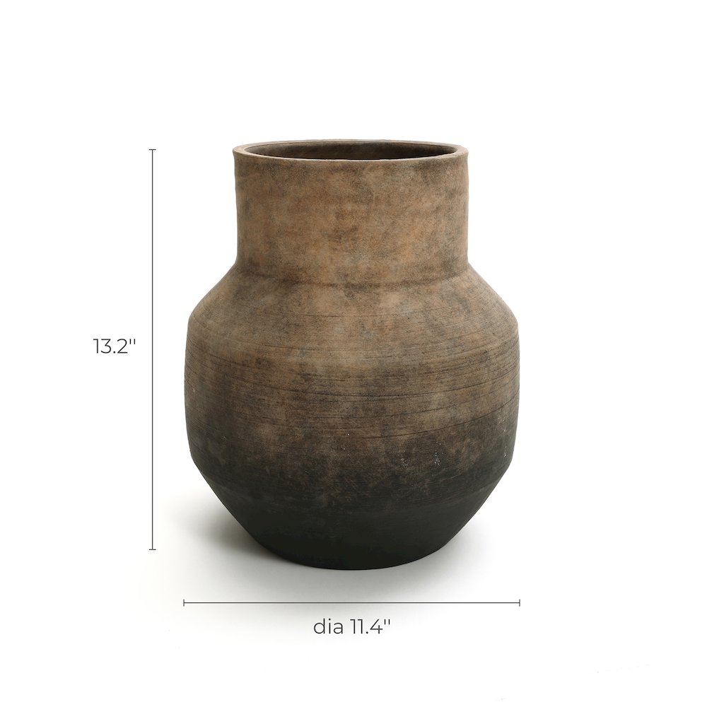 Brown Ombre Terracotta 11.4-Inch Round Vase. Picture 6