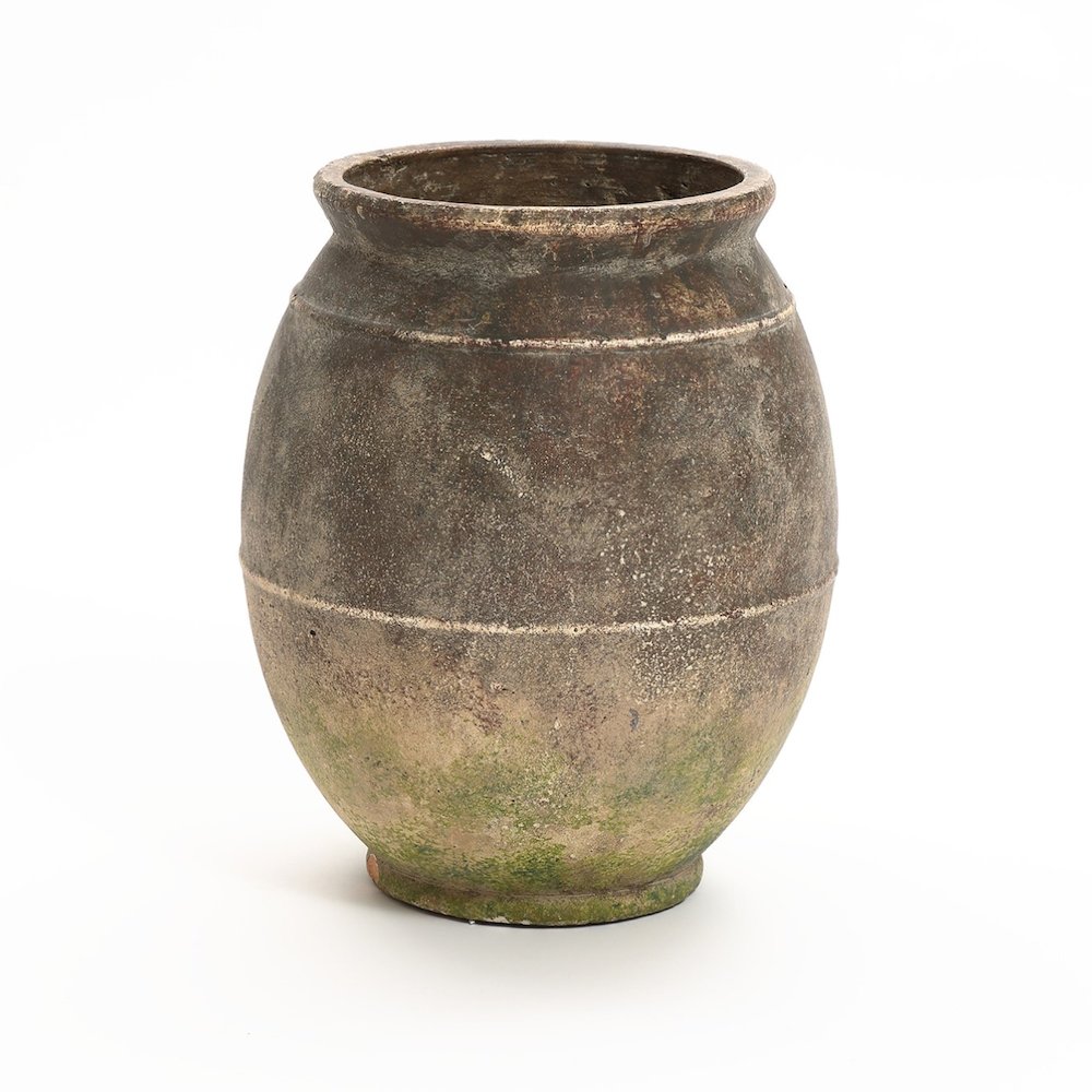 Rustic Ginger Root Brown Terracotta 13.6-Inch Tall Indoor and Outdoor Urn Vase. Picture 1