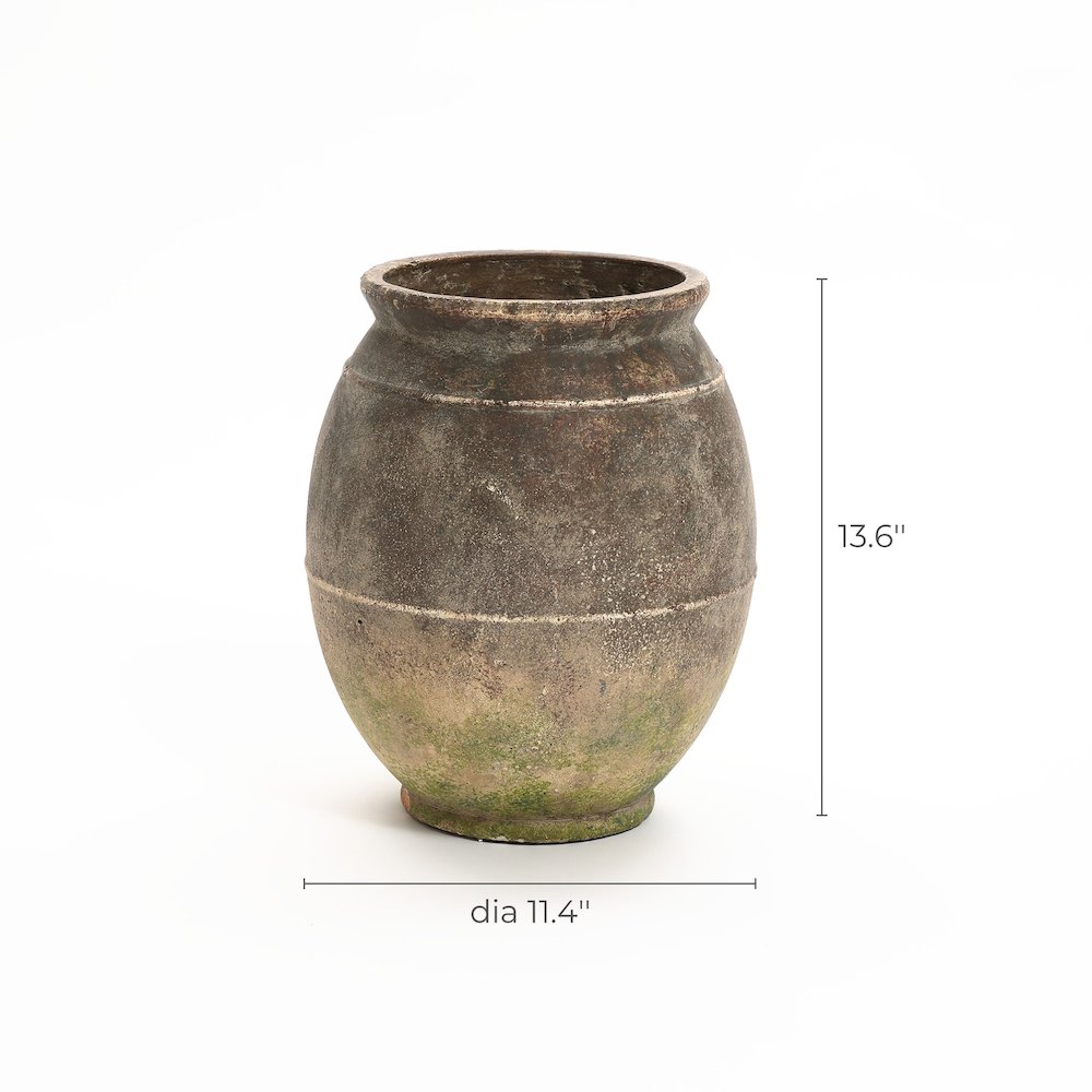 Rustic Ginger Root Brown Terracotta 13.6-Inch Tall Indoor and Outdoor Urn Vase. Picture 8