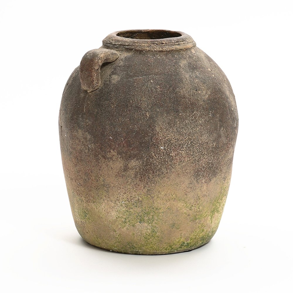 Rustic Ginger Root Brown Terracotta 11-Inch Tall Indoor and Outdoor Jug Vase. Picture 1