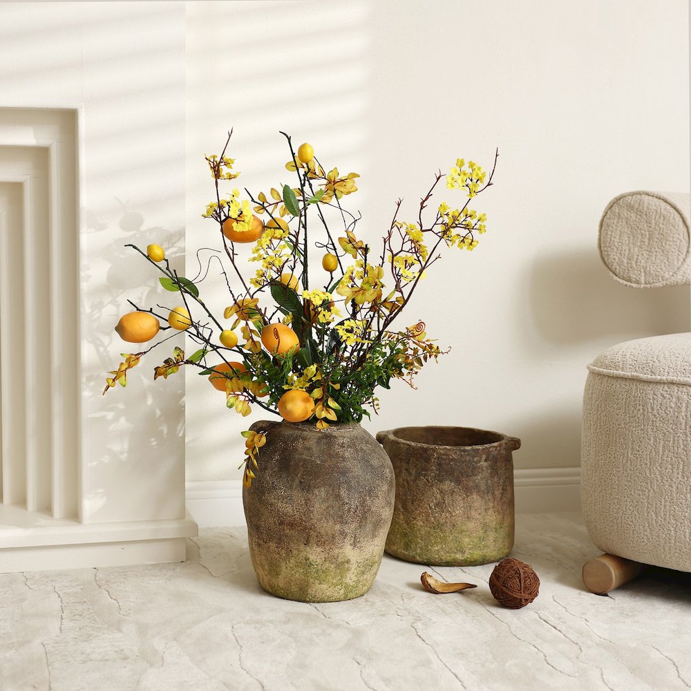 Rustic Ginger Root Brown Terracotta 11-Inch Tall Indoor and Outdoor Jug Vase. Picture 4