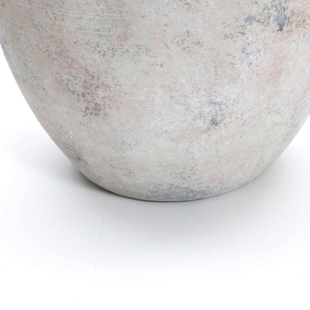 Multi Gray and White Terracotta 11-Inch Tall Vase with Handles. Picture 5