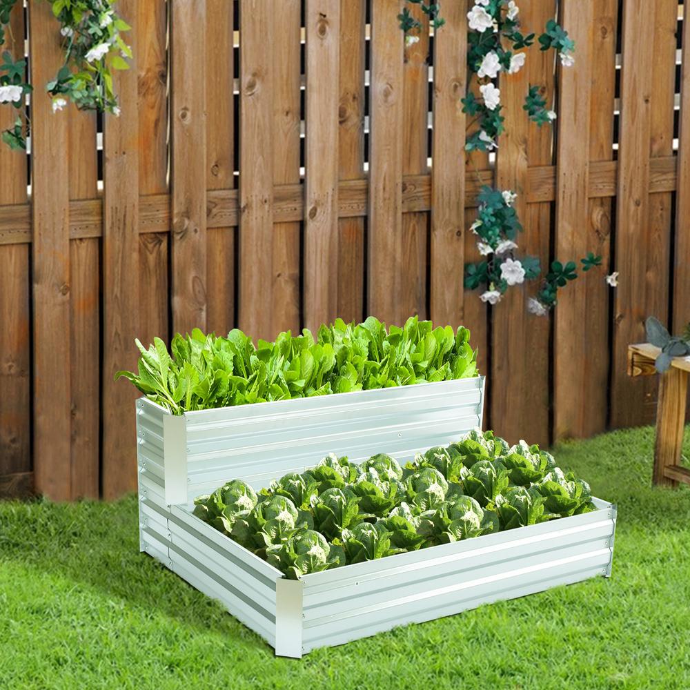 2-Tier Rectangular Galvanized Steel Raised Garden Bed. Picture 2