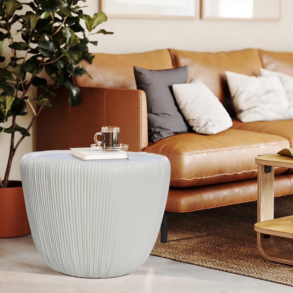 15.8" H White Round Side Table. Picture 15