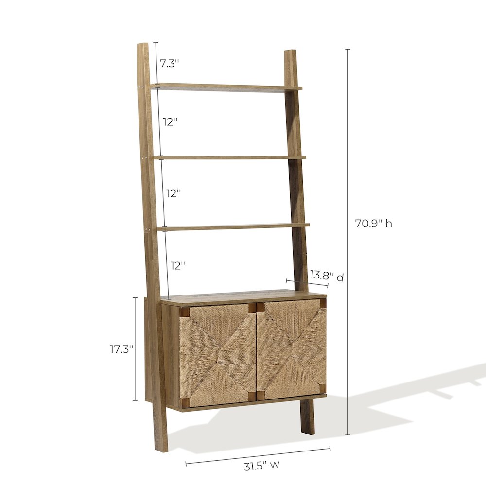 4-Shelf Etagere Bookcase with 2-Door Cabinet Storage. Picture 9
