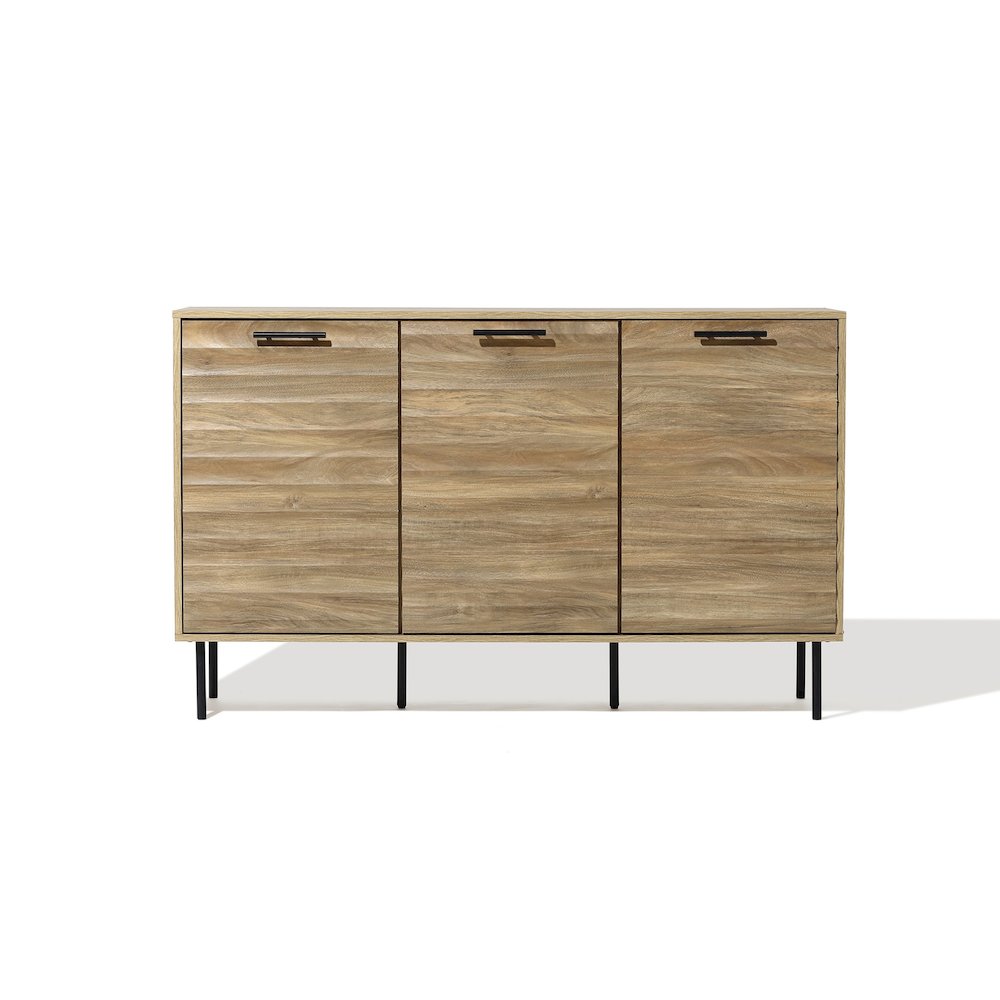 Mid-Century Modern Wave 3-Door 55.1-Inch Wide Kitchen Sideboard Cabinet. Picture 1