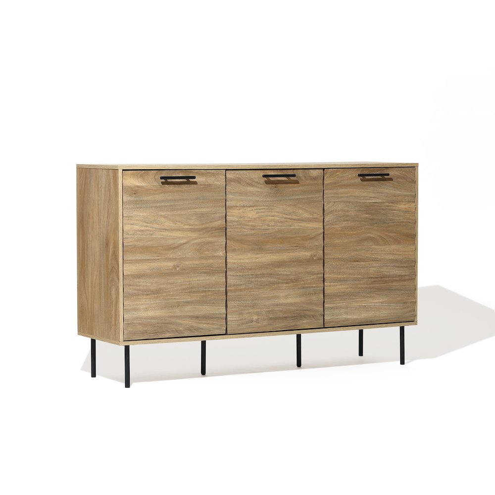 Mid-Century Modern Wave 3-Door 55.1-Inch Wide Kitchen Sideboard Cabinet. Picture 4
