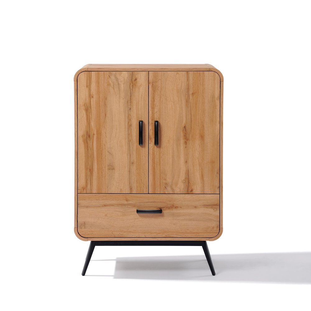 2-Door 1-Drawer with Soft Close Buffet Cabinet with Black Metal Legs. Picture 1
