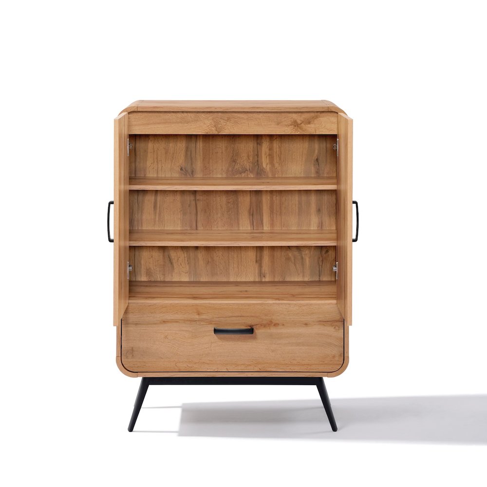 2-Door 1-Drawer with Soft Close Buffet Cabinet with Black Metal Legs. Picture 4