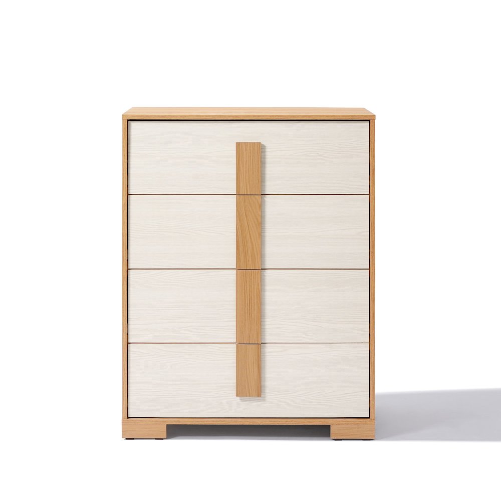 Natural and White 40.9-Inch Tall 4-Drawer Chest. Picture 1