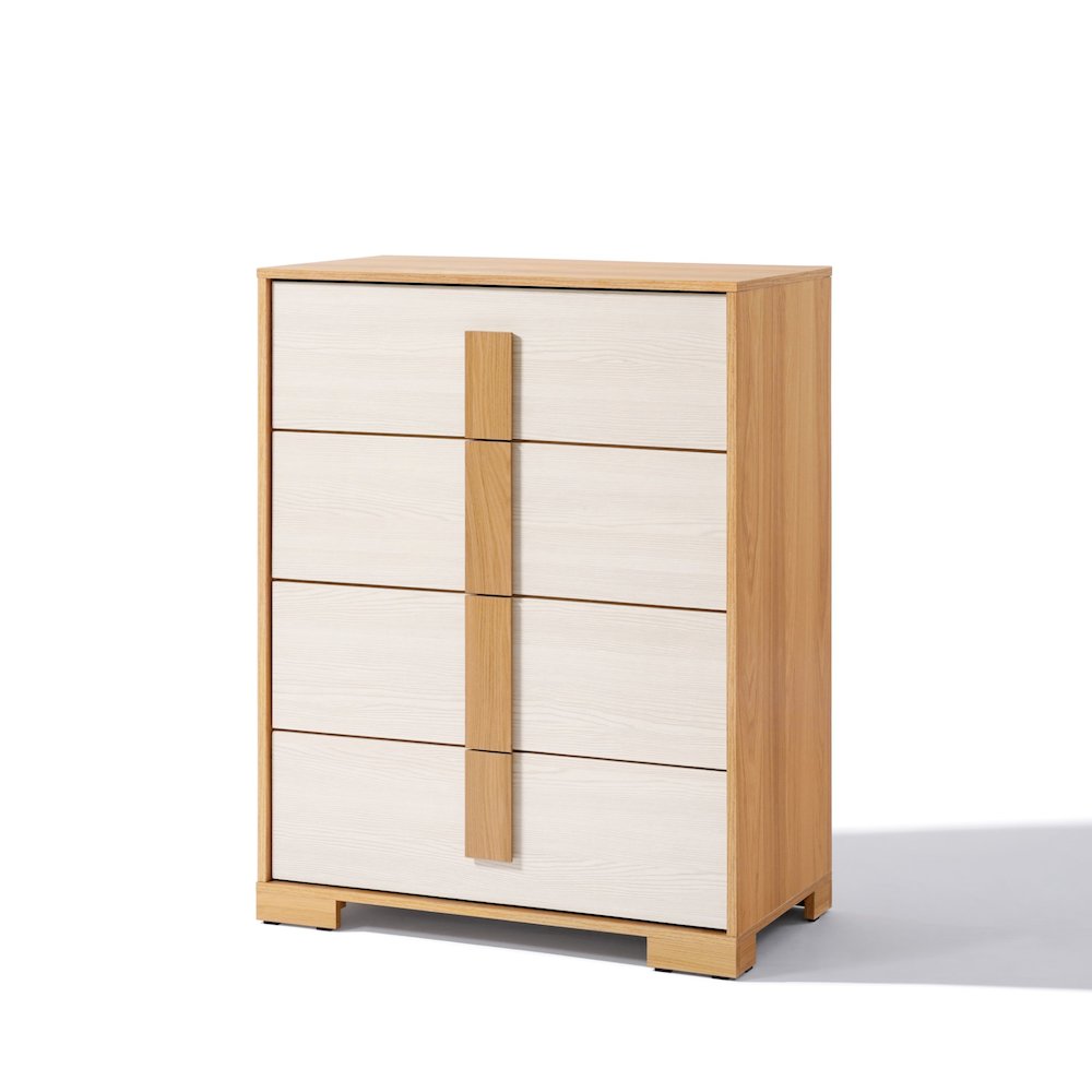 Natural and White 40.9-Inch Tall 4-Drawer Chest. Picture 4