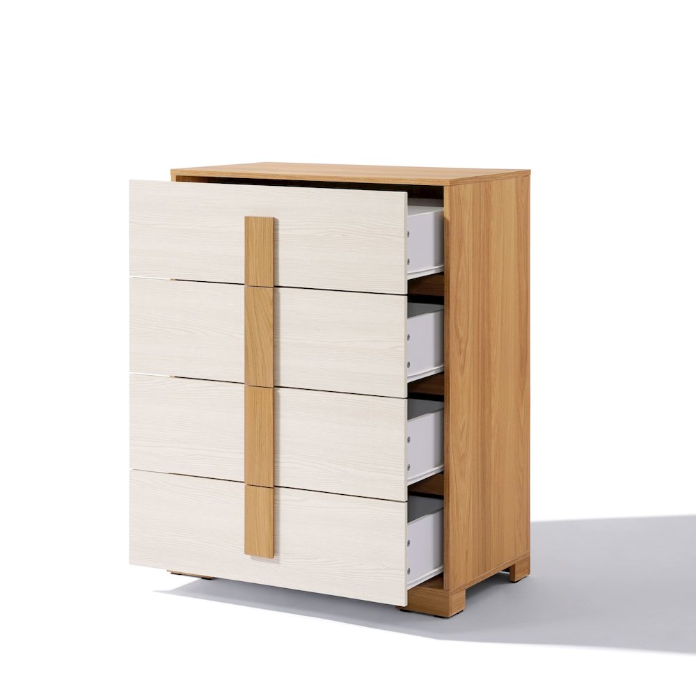 Natural and White 40.9-Inch Tall 4-Drawer Chest. Picture 5