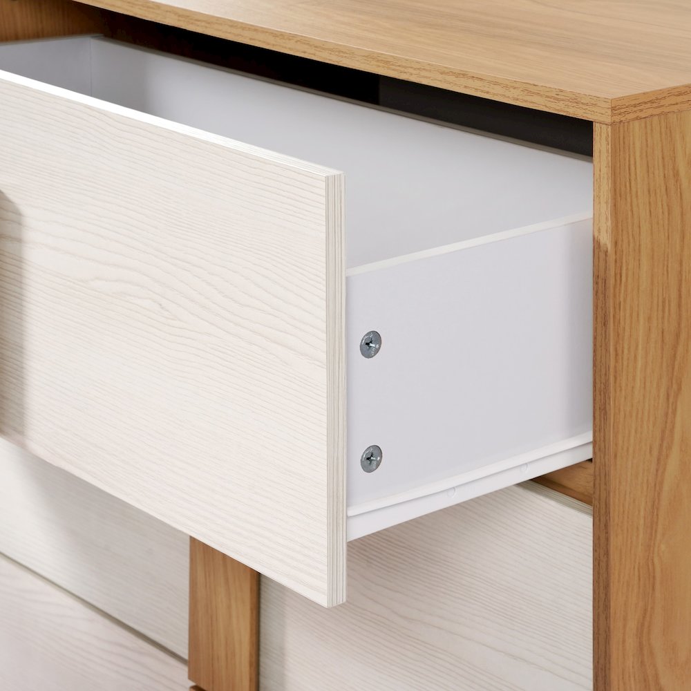 Natural and White 40.9-Inch Tall 4-Drawer Chest. Picture 9