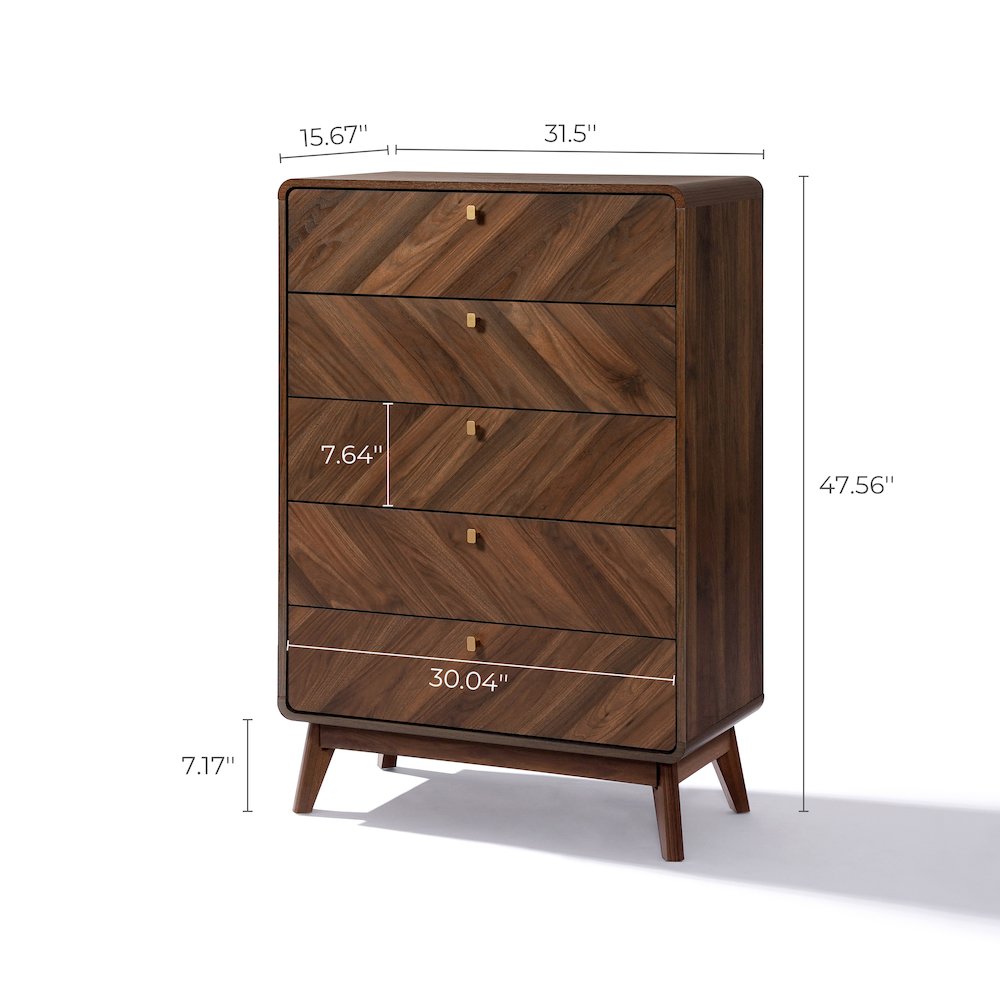 Columbia Engineered Wood 47.5-Inch Tall 5-Drawer Bachelor Chest. Picture 8